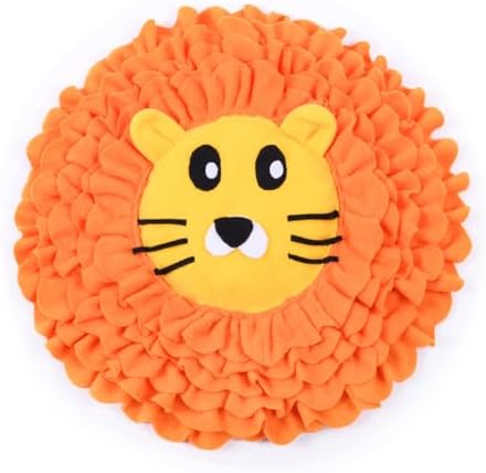 Pet Snuffle Mat Dog Foraging Food Mats Interactive Feeding Puzzle Toy Animal Design Fleece Slow Feeder Treat Dispenser for Dogs Rabbits Guinea Pigs (Lion)