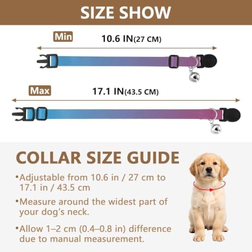 Blue Gradient Pet Collars 2 Pack Collar for Kitten Adjustable Length 10.6" to 17.1"