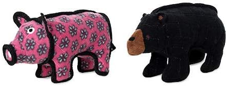 TUFFY® 2 Pack Small Bear and Pig Ultra Durable Plush Dog Toys