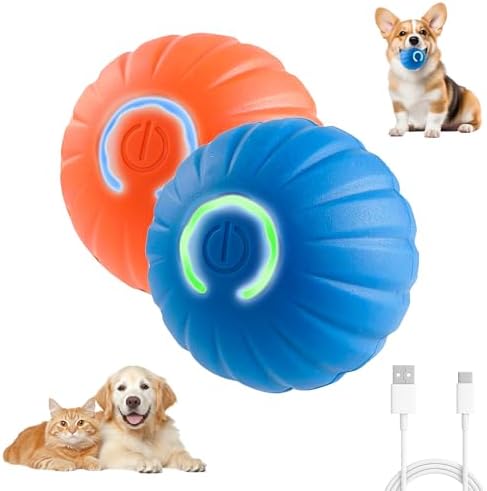 2PCS Shaky Ball Toy for Dogs, Vibrating Dog Ball, USB Rechargeable, Interactive, Automatic Moving, Bouncing, Perfect for Small, Medium, Large Dogs (Small, Cucurbit)