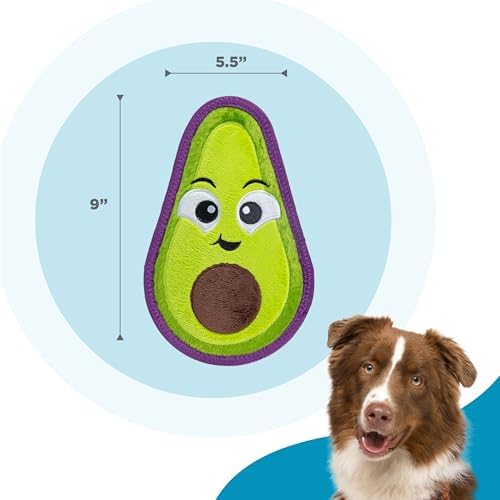 Outward Hound Tough Skinz Durable Chew Plush Squeaky Dog Toy, Avocado, 9"