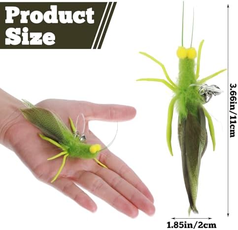 Ptwola Cat Feather Toys Refills 3 Pack Insects Grasshopper Cat Toy Wand Fun Replacement Feathers Small Cats Interactive Toys Hanging Toy Attachments for Indoor Kittens Cats Teaser Wand Accessory