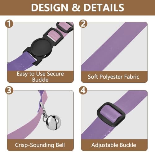 2 Pack Small Dog Collar Purple Gradient Kitten Bell Collar, Adjustable 10.6 to 17.1 Inches