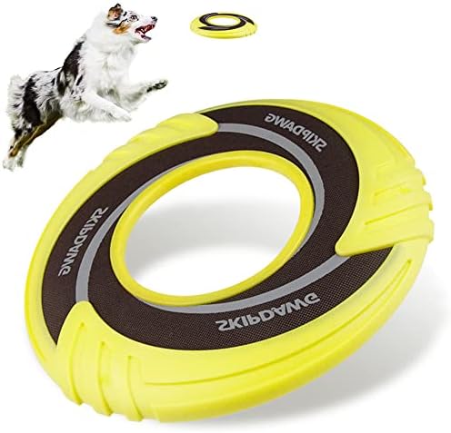 SKIPDAWG Interactive Tug Toy, Flying Disc Water Toy Non-Toxic Light TPR/Nylon Fabric, Pet Training and Outdoor Exercise Toys for Dogs, Diameter 9 Inches