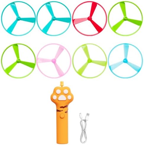 JIARON Interactive Rechargeable Cat Fetch Toy Disc Launcher, 8 Flying Discs Hunting Enrichment Toys for Indoor Outdoor Bored Kittens & Adult Cats, Cat Boredom Relief