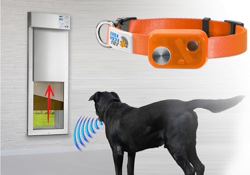 MS-5® Econ Series Automatic Pet Door Collar. Tested & Certified, Complies with Power Pet Door Performance Warranty - Value Priced Dependable Performance - Waterproof - Rugged - USA Support (Orange)