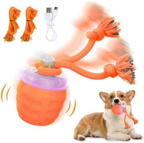 Interactive Dog Toy, [Newly Upgraded] Motion Activated Rolling Ball for Small Dogs, Automatic Moving Dogs Ball for Boredom, USB Rechargeable(Orange)