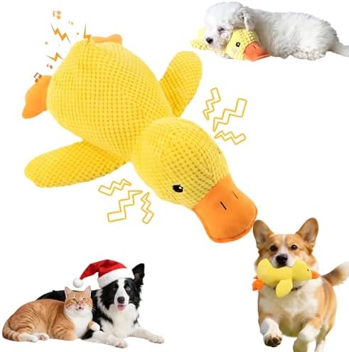 Calming Yellow Duck Dog Toys Squeaky Plush Duck Pillow Toy Relief for Pets