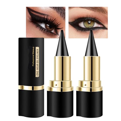 BONNIE CHOICE 2Pcs Black Gel Eyeliner Pencil, Halloween Makeup Waterproof Long Wear Natural Eye Lip Face Paint Stick Smudge Proof Matte Liquid Eyeliner Cream Black Smokey Eye Liners Eyeshadow Crayon