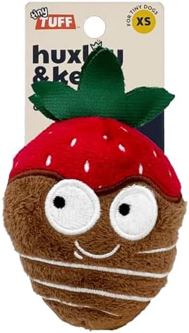 Huxley & Kent Tiny Tuff Plush Dog Toy, Chocolate Covered Strawberry
