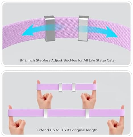 AirTag Cat Collar, Ultra Elastic Cat Tracker Collar (Purple) | Compatible with Apple Air Tag Holder, Lightweight, Scratch Resistant, Stepless Adjustable Pet Tracking Collars for Cat Kitten