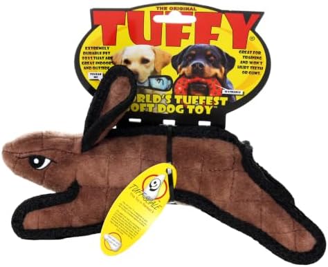 TUFFY® : 2 Pack Jr Rabbit Dog Toy: Ultra Durable Plush Toy with Multiple Layers & Reinforced Seams, Washable and Floats, Original Construction