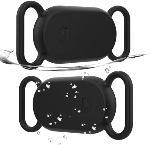 2 Pack Waterproof Dog Collar Compatible with Samsung Galaxy SmartTag 2 | Silicone GPS Tracker Hidden for Samsung Tag 2, Anti-Lost Dog Collar Smart Tag 2 Case(Black,Black)