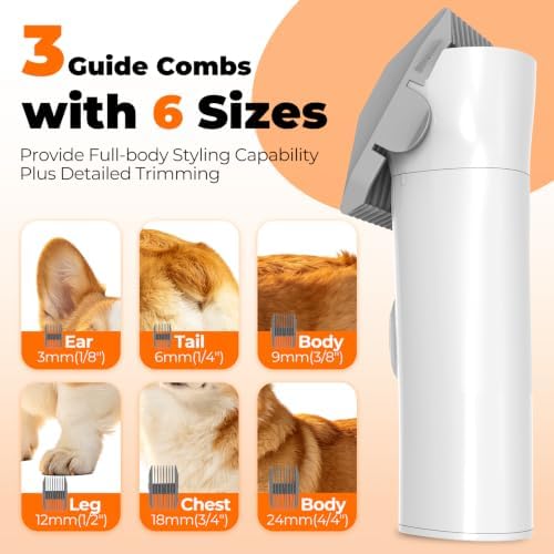Dog Grooming Vacuum Kit, Pet Hair Vacuum for Shedding & Trimming | 12000Pa 8-in-1 Grooming Kit with Clipper, Deshedding Brush, Paw Trimmer and Nail Grinder, 2L Dust Cup, Low Noise, PG100 PLUS