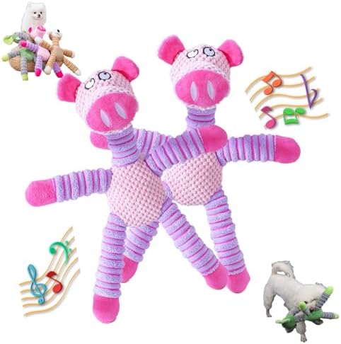 2026 Upgraded Dog Toys for Aggressive Chewers,Squeaker Inside Interactive Chew Toy with Hypoallergenic Filling | Oeko-TEX Certified Boredom Buster & Cuddle Companion(7.9 * 14.9in) (2 Pack，Pig)