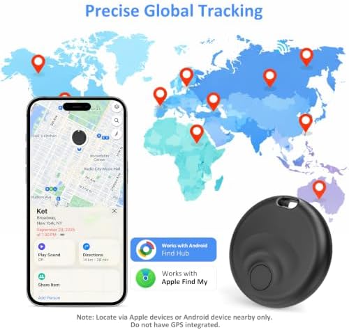 Bluetooth Tracker Tags for iOS & Android | Dual Compatibility with Apple Find My & Google Find Hub - Wireless Locator for Keys, Wallet, Pets, Luggage, 4 Pack