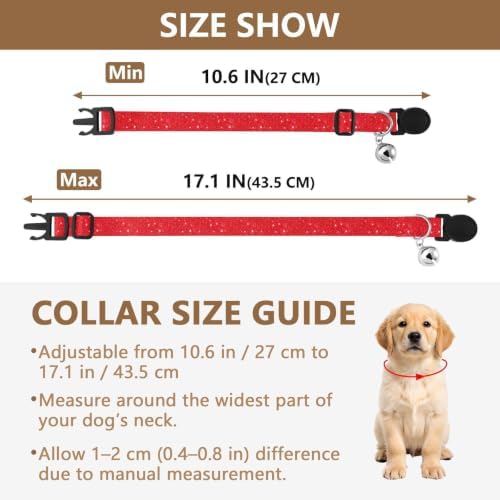 Red Hearts Stars Easy to Wear Puppy Collar 2 Pack Soft Polyester Pet Collar