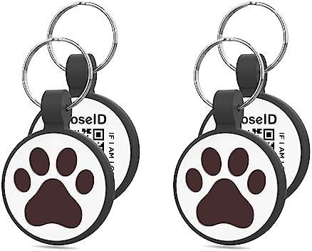 Personalized Dog Tag, Laser Engraving QR Code, Silicone Dog ID Tag, Pet Online Profile, Scan QR Code Send Location, Collar Harness Accessories (Medium to Large Breeds - 1.25", Black & Black)