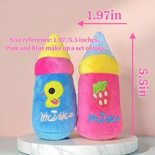 Cute Bottle Squeaky Plush Dog Toys, 2 Pack, Small Puppies & Breeds