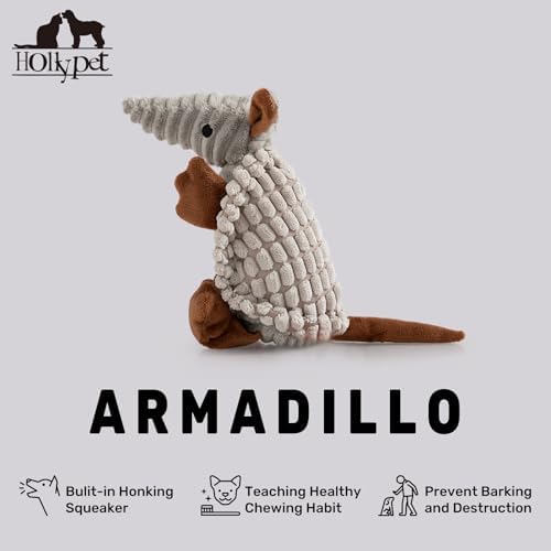 Hollypet Armadillo Squeaky Puppy Dog Toys for Small Medium Dogs, 8"
