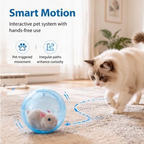 Automatic Animal Pet Rolling Ball,Hamster Ball for Cats Interactive,Hamster in Rolling Balls Smart Cat Toy (Blue)