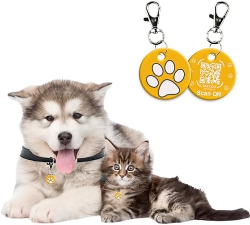 tag8 Smart Pet ID Tag – Anti-Loss NFC & QR Code Tag, Silent Silicone Dog & Cat ID Collar Tag, Digital Pet Profile & Easy Owner Contact - Yellow