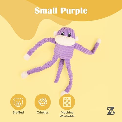 ZippyPaws Crinkle Monkey for Small and Medium Dogs - Small, Purple