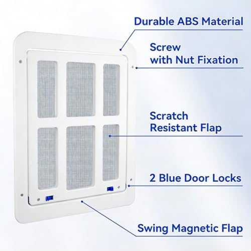 Namsan Cat Door for Screen Door, Passage 8.3 x 10.3 inches, Small Dog Door for Sliding Door, Cat Screen Window, Magnetic Flap Auto Closing, Screen Door with Doggie Door Built in, Lockable, White