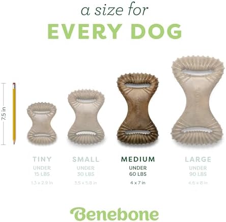 Benebone Dental Dog Chew Toy for Aggressive Chewers, Real Chicken, Medium