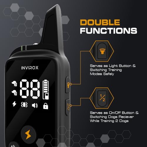 INVIROX 2026 Edition Dog Training Collar with Remote - 123 Level Shock Collar for Dogs, 1100 yd Range, Waterproof Rechargeable System with Manual Bark Control for Stubborn, Reactive Dogs