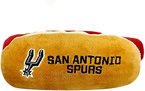 Pets First NBA San Antonio Spurs HOT Dog Plush Dog & CAT Squeak Toy - Cutest HOT-Dog Snack Plush Toy for Dogs & Cats with Inner Squeaker & Beautiful Basketball Team Name/Logo