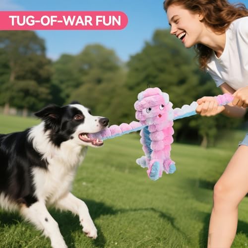LIFLIX Squeaky Octopus Dog Toy, Large Soft Plush Toy for Indoor Dogs, Interactive Dog Toy to Keep Them Busy, Not for Aggressive Chewers, Pink