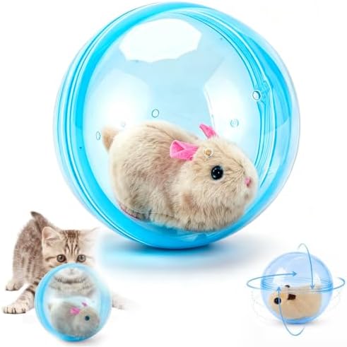 Rotate 360° Spin Moving Cat Ball - Fun Indoor Interactive Pet Ball | 360° Rotating and Rolling Self-Rolling Interactive Cat Ball Realistic Animal Shapes Blue, Brown Mouse Cute Pet Rotating Toy