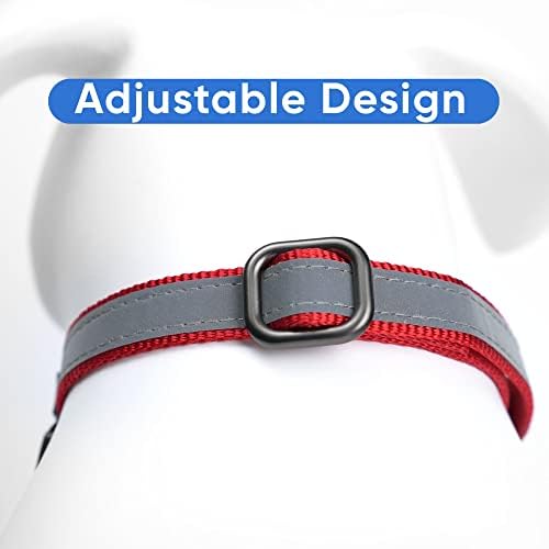 Pawtitas Customized Martingale Dog Collar Reflective Reflective Dog Collar Embroidered Personalized Name Phone Number Adjustable for Puppies Small Medium Large Size Dogs Large Red