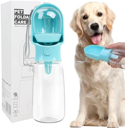 Blue Large Portable Dog Water Bottle with Food Container