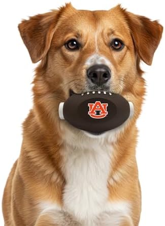 NCAA Auburn Tigers Football Treat Dispensing Toy for Dogs and Cats, Rubber Ball Dog Toy, Interactive Fun Dog Treat Toy, Natural Rubber Dog Feeding Toy