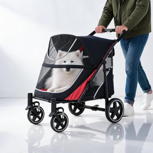 Large Dog Stroller for Big Dogs, 11in Heavy Duty Double Door Pet Cart
