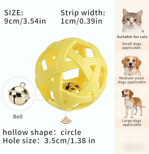 Dog Ball Toy with Bell for Small Dogs& Puppy, Small Dog Ball for Boredom Relief & Teething, TPR Chew Resistant Interactive Fetch Toy.