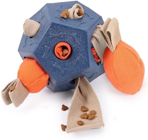 Dog Snuffle Ball - Upgrade Ball Interactive Puzzle Dog Toys, Foraging Truffle Pads Puppy Snack Dispenser Slow Feeder Suitable for Any Size Pet with Squeaky Carrot Toys (Blue)