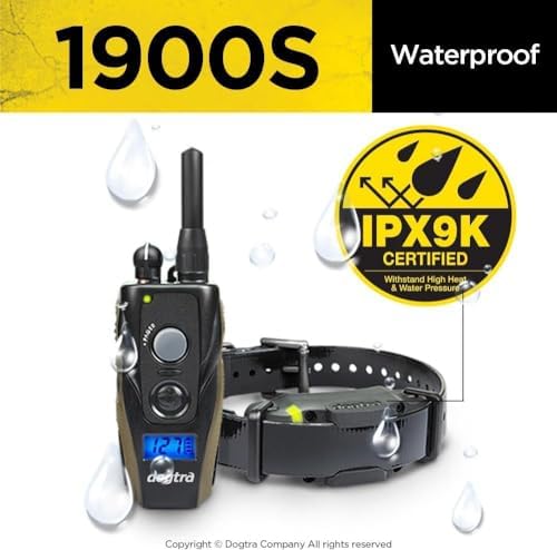 Dogtra 1900S Ergonomic 3/4-Mile IPX9K Waterproof High-Output Remote Dog Training E-Collar