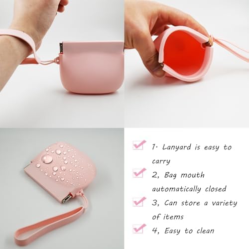 Silicone Dog Treat Pouch Portable Snack Pouch (Pink & Grey)