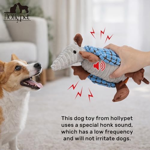 Hollypet Armadillo Squeaky Puppy Dog Toys for Small Medium Dogs, 8"