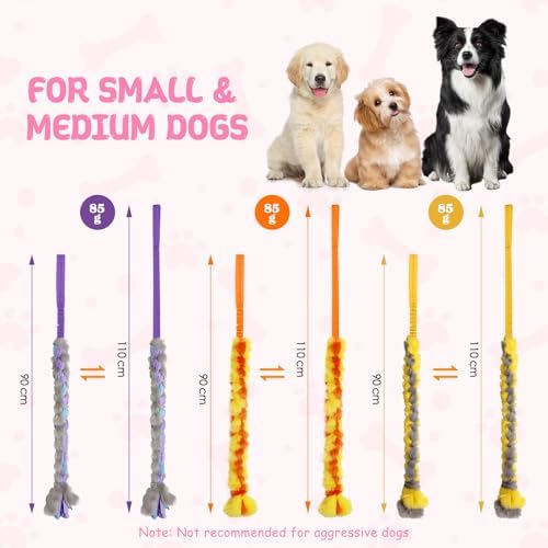 Dog Tug Toys, Bungee Tug of War Dog Rope Toys, Soft Chew Toy for Medium and Small Dogs, Interactive Rope Toys for Puppy Teeth Cleaning