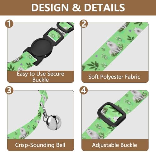 Dogs Green Plants Adjustable Buckle Small Dog Collar 2 Pack Lightweight Pet Collar for Cats and Dogs