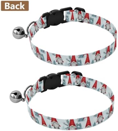 Christmas Gnomes Trees Bell Collar for Small Dogs 2 Pack Kitten Collars Adjustable Length 10.6" to 17.1"