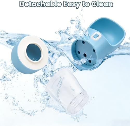 Portable Dog Water Bottle with Food Container Dishwasher Safe-Blue