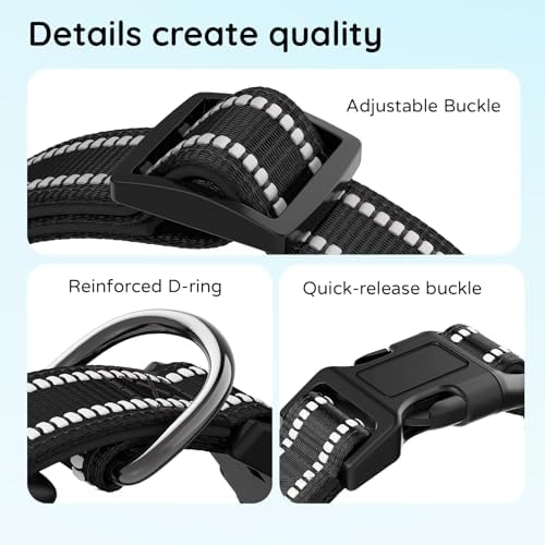 Upgraded AirTag Dog Collar, IP68 Waterproof Holder, Large Black