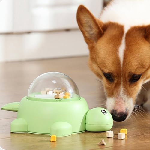 Interactive Puzzle Feeder Turtle Snack Dispenser Food Puzzle Slow Feeder Pet Toy Design with Press and Paw Action to Release Treats Suitable for Cats Dogs Home Play Feeding Routine