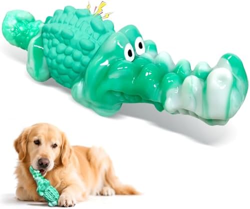 Jeefome Dog Chew Toys for Aggressive Chewers Tough Squeaky Alligator