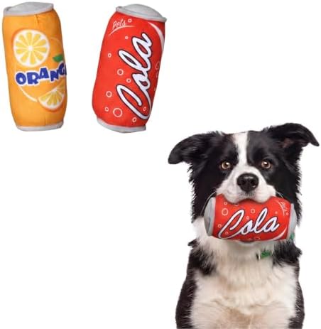 Cookies Beer Cola Whisky Orange-Juice Chips Stylish Squeaky Toys for Aggressive Chewers, Durable Squeak for Puppy Teething, Interactive Plush for Boredom and Anxiety Relief(Cola)
